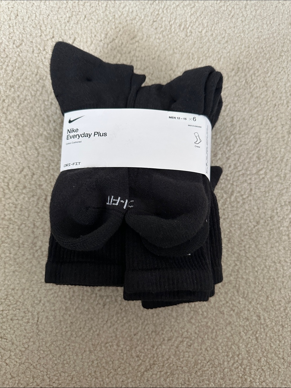 Nike Everyday Plus Black Men's Crew Socks - 6 Pack